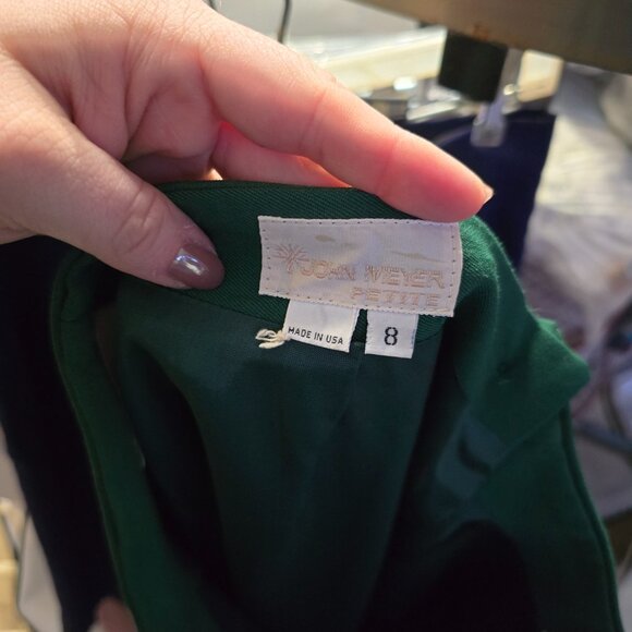 Vintage John Meyer Petite High-Waisted Green Midi Skirt - Size 8 - Picture 2 of 4
